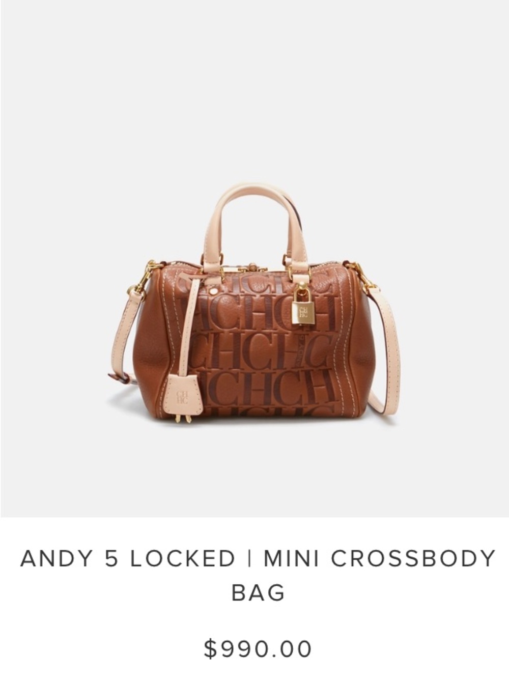 Carolina Herrera Two-Tone Brown Leather Mini Crossbody Bag